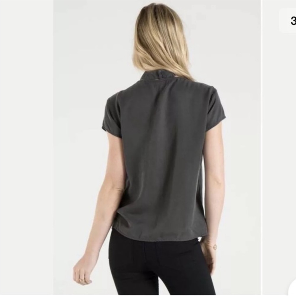 Anthropologie Cloth & Stone Choker Short Sleeve Black Blouse Size Extra Small XS - Picture 3 of 13
